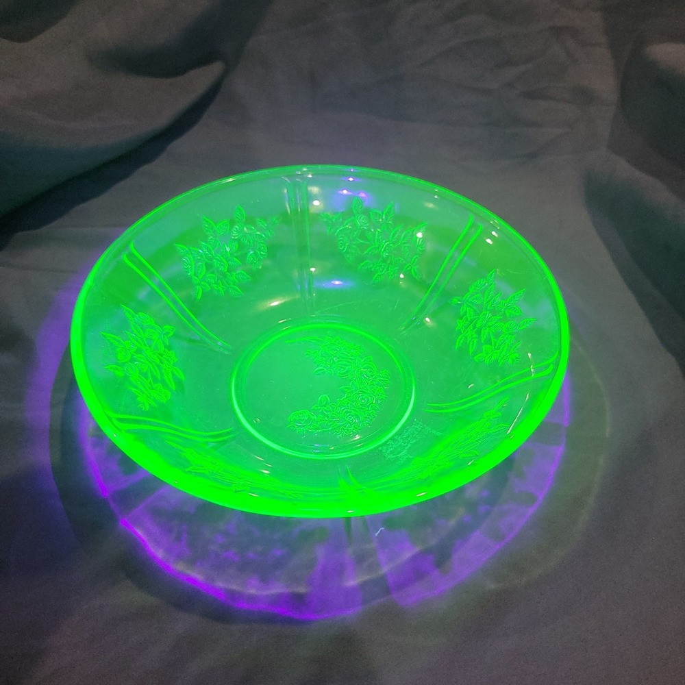 JEANNETTE Large Cherry Blossom Uranium Green Salad Fruit Bowl Replacement